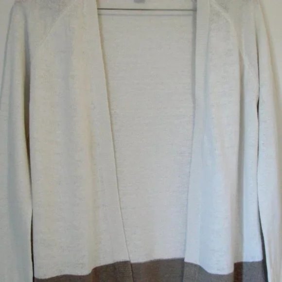 Banana Republic Linen Knit Open Front Sweater Cardigan Cream Tan Size Small - Picture 4 of 11